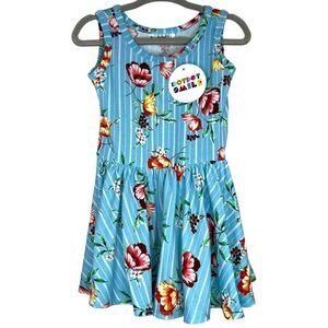 NEW Dot Dot Smile Blue Floral & Stripes Tank Dress 12-24 Months